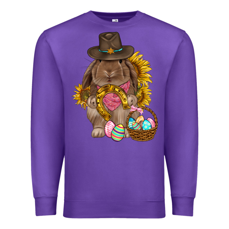 Western Rabbit With Sunflowers Easter Day Premium Sweatshirt by HowdyJamesFarm | Teevron