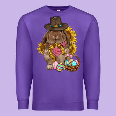 Western Rabbit With Sunflowers Easter Day Premium Sweatshirt Designed By Howdyjamesfarm