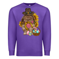 Purple Western Rabbit with sunflowers Easter Day Premium Sweatshirt - HowdyJamesFarm
