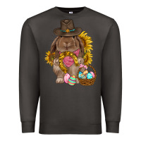 Smoke Western Rabbit with sunflowers Easter Day Premium Sweatshirt - HowdyJamesFarm