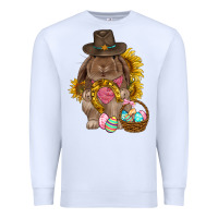 White Western Rabbit with sunflowers Easter Day Premium Sweatshirt - HowdyJamesFarm