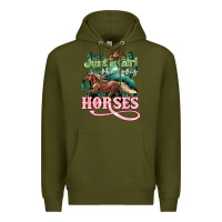 Army Green Just a girl who loves Horses Premium Hoodie - HowdyJamesFarm