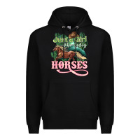 Black Just a girl who loves Horses Premium Hoodie - HowdyJamesFarm