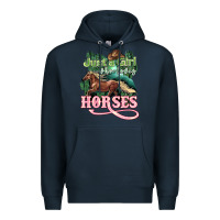 Navy Just a girl who loves Horses Premium Hoodie - HowdyJamesFarm