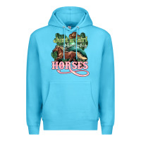 Ocean Blue Just a girl who loves Horses Premium Hoodie - HowdyJamesFarm
