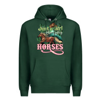 Sports Green Just a girl who loves Horses Premium Hoodie - HowdyJamesFarm