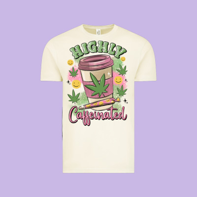 Highly Caffeinated Vintage Tee Designed By Maliassmallbusiness