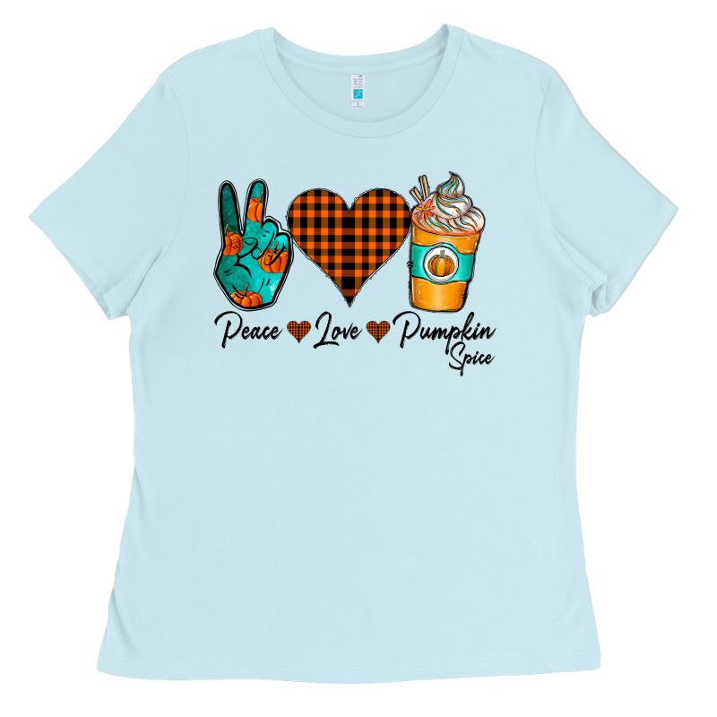 Peace Love Pumpkin Spice Ladies Tee by CowhideDigitalArt | Teevron
