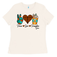 Bone Peace Love Pumpkin Spice Ladies Tee - CowhideDigitalArt