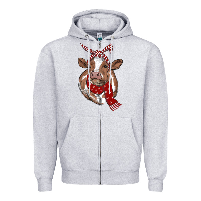 Christmas Heifer With Scarf Zipper Hoodie by RanaPortraitStore | Teevron