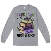 Heather Grey i like them real thick and juicy books Long Sleeve Tee - MaliasSmallBusiness