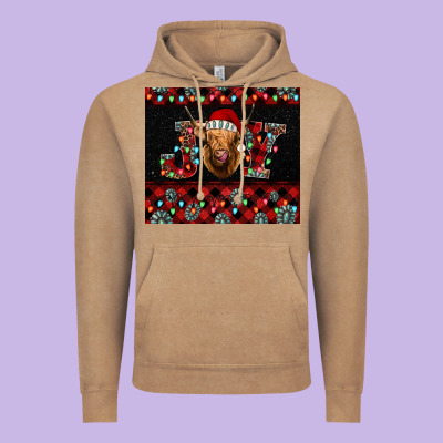Highland Cow Joy Christmas Vintage Hoodie Designed By Barkaloodesign