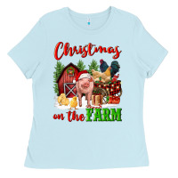 Baby Blue christmas on the farm Ladies Tee - FaDigitalArtStudio