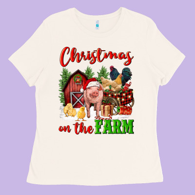 Christmas On The Farm Ladies Tee Designed By Fadigitalartstudio