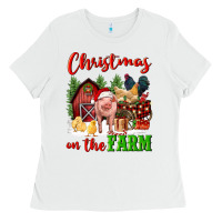 White christmas on the farm Ladies Tee - FaDigitalArtStudio