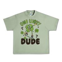 Oil Green one lucky dude Urban Heavy Tee - MaliasSmallBusiness