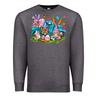 Charcoal Heather Easter gnomies with truck Easter Day Premium Sweatshirt - HowdyJamesFarm
