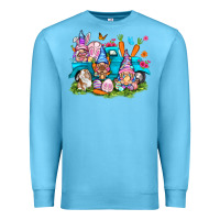 Ocean Blue Easter gnomies with truck Easter Day Premium Sweatshirt - HowdyJamesFarm