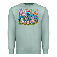 Seafoam Easter gnomies with truck Easter Day Premium Sweatshirt - HowdyJamesFarm