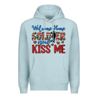 Blue Mist welcome home soldier now kiss me Premium Hoodie - JahusDesignShop