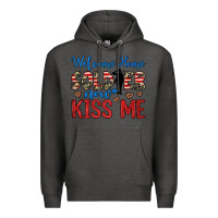Charcoal Heather welcome home soldier now kiss me Premium Hoodie - JahusDesignShop