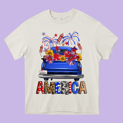 Western Fourth Of July America Truck Heavy Core Tee Designed By Fadigitalartstudio