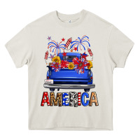 Cream western fourth of july america truck Heavy Core Tee - FaDigitalArtStudio