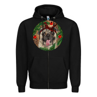 Black Christmas Pug With Leopard Zipper Hoodie - RanaPortraitStore