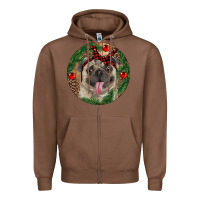 Chestnut Christmas Pug With Leopard Zipper Hoodie - RanaPortraitStore