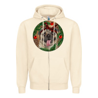 Sandshell Christmas Pug With Leopard Zipper Hoodie - RanaPortraitStore