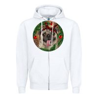 White Christmas Pug With Leopard Zipper Hoodie - RanaPortraitStore