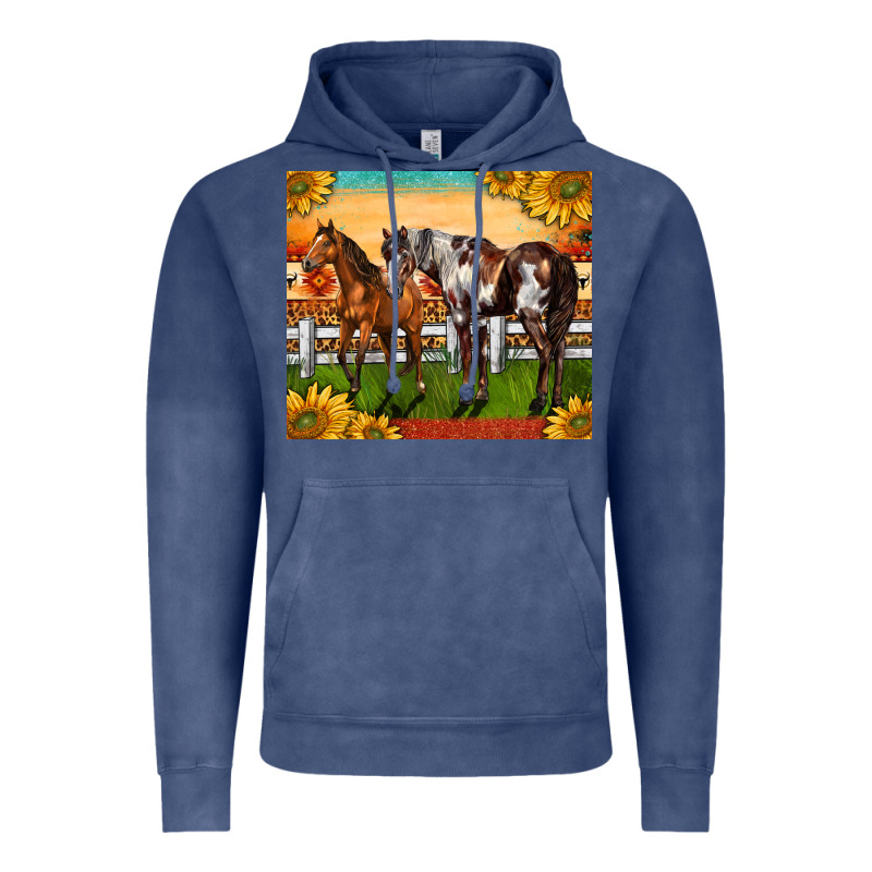Western Ranch Horses Vintage Hoodie by LillyAllenDesigns | Teevron