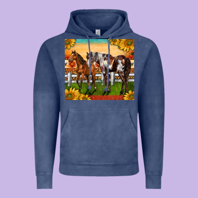 Western Ranch Horses Vintage Hoodie Designed By Lillyallendesigns