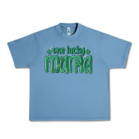 Pebble Blue one lucky mama Urban Heavy Tee - MaliasSmallBusiness
