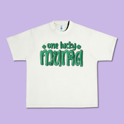 One Lucky Mama Urban Heavy Tee Designed By Maliassmallbusiness