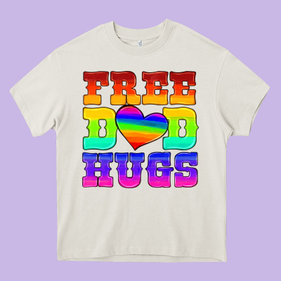 Lgbtq Free Dad Hugs Heavy Core Tee Designed By Hra Design Shop