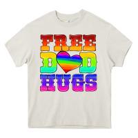 Cream lgbtq free dad hugs Heavy Core Tee - HRA Design Shop