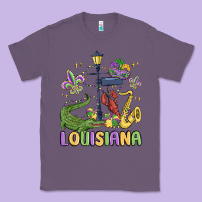 Louisiana Mardi Gras Classic Tee Designed By Maliassmallbusiness