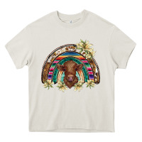 Cream scottish calf rainbow Heavy Core Tee - BarkalooDesign