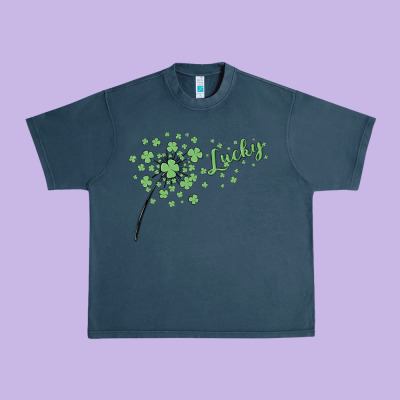 Four Leaf Clover Urban Heavy Tee Designed By Maliassmallbusiness
