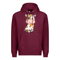Burgundy Cartoon Cow Premium Hoodie - HowdyJamesFarm