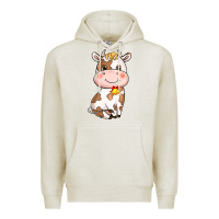 Oatmeal Heather Cartoon Cow Premium Hoodie - HowdyJamesFarm