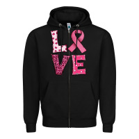 Black Western Breast Cancer Love Zipper Hoodie - RanaPortraitStore