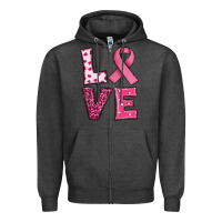 Charcoal Heather Western Breast Cancer Love Zipper Hoodie - RanaPortraitStore