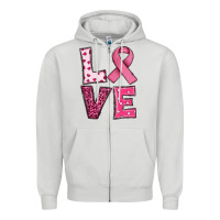 Dove Grey Western Breast Cancer Love Zipper Hoodie - RanaPortraitStore