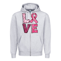 Heather Grey Western Breast Cancer Love Zipper Hoodie - RanaPortraitStore