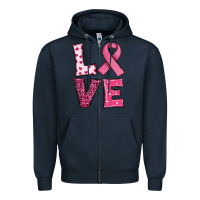 Navy Western Breast Cancer Love Zipper Hoodie - RanaPortraitStore