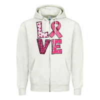 Oatmeal Heather Western Breast Cancer Love Zipper Hoodie - RanaPortraitStore