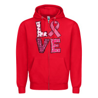 Red Western Breast Cancer Love Zipper Hoodie - RanaPortraitStore