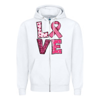 White Western Breast Cancer Love Zipper Hoodie - RanaPortraitStore